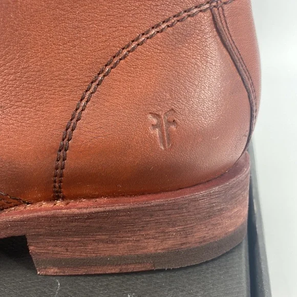 Frye Cherry Brown Ankle Booties Classic Design Smooth Leather - Picture 4 of 9